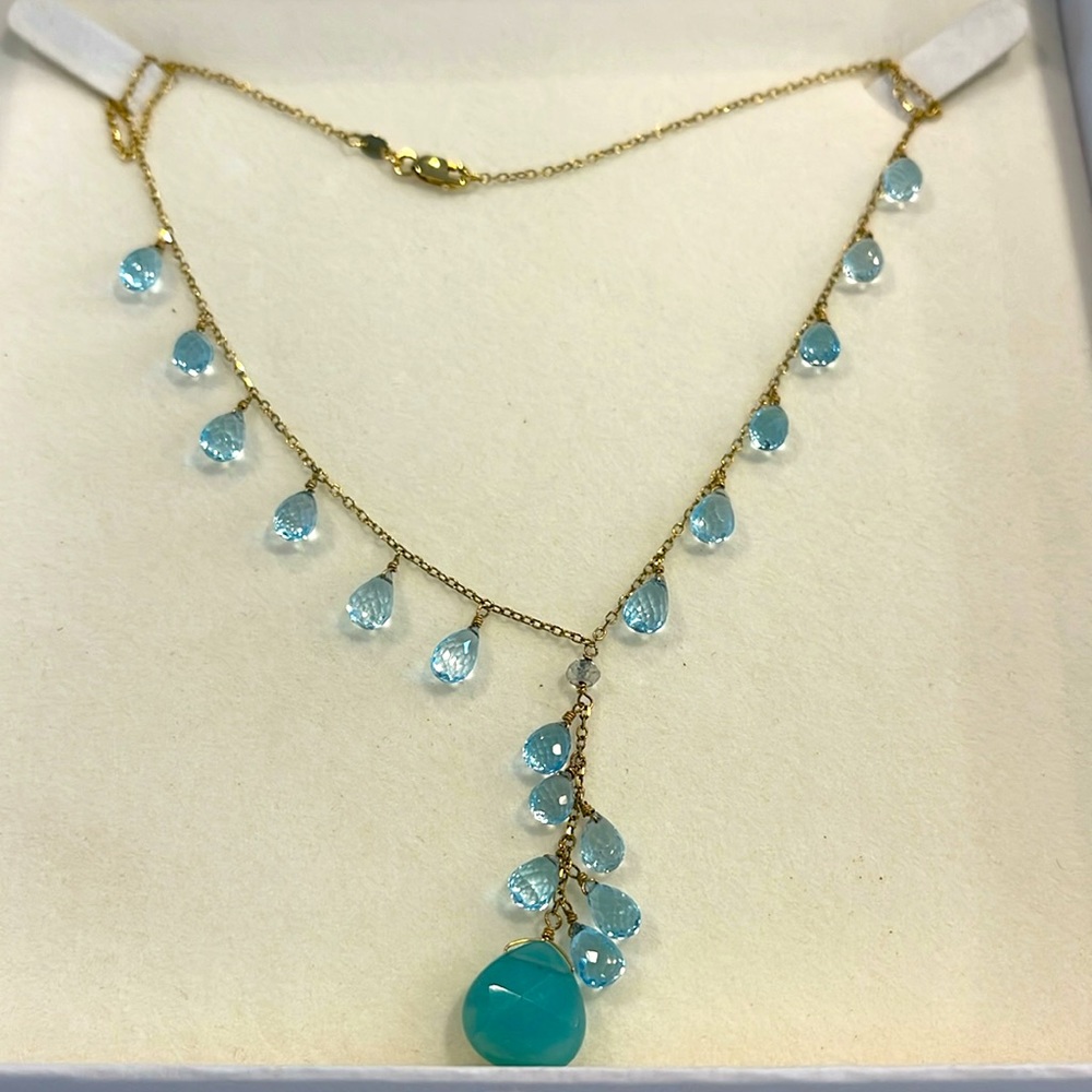 Aqua Marine 14k Goldfill necklace